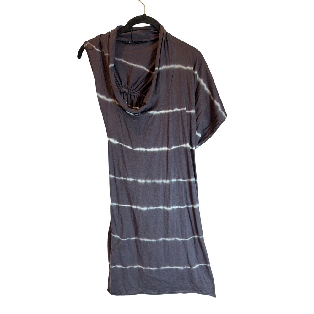 AllSaints Spitalfields Tie Dye Gloria Tee Gray Asymmetrical Cowl‎ Neck Top US 10